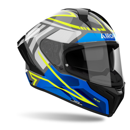 Airoh Helm | Matryx | Rider | grau/schwarz-blau-weiß-fluo-gelb