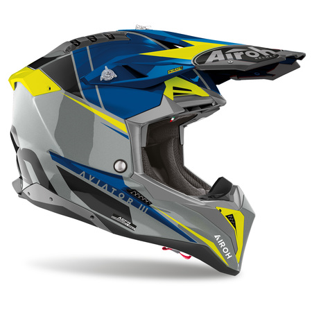 Airoh Helm | Aviator 3 | Push | grau/blau-fluo-gelb