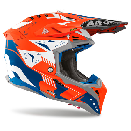 Airoh Helm | Aviator 3 | Spin | matt-orange/blau-weiß