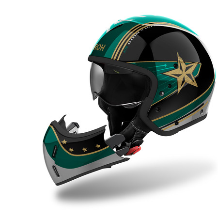 Airoh Helm | J 110 | Command | schwarz/mint-grün-gold