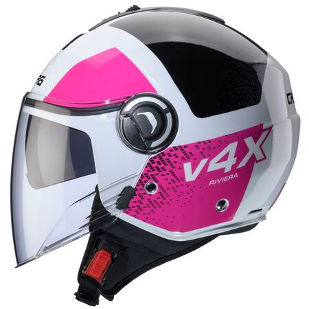 Caberg Helm | Riviera V4 X | Alpha | weiß/schwarz-Fuchsia