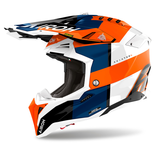 Airoh Helm | Aviator 3 | Monarch | weiß/orange-blau