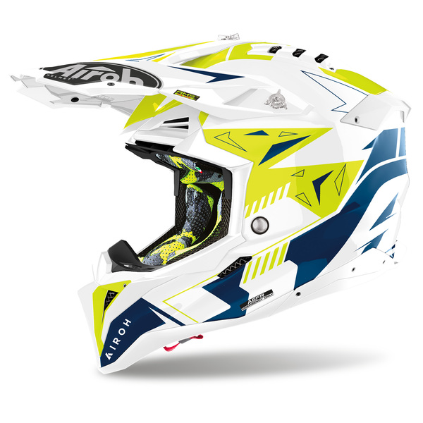 Airoh Helm | Aviator 3 | Spin | weiß/blau-fluo-gelb