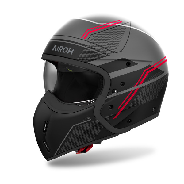 Airoh Helm | J 110 | Slim | matt-grau/schwarz-rot