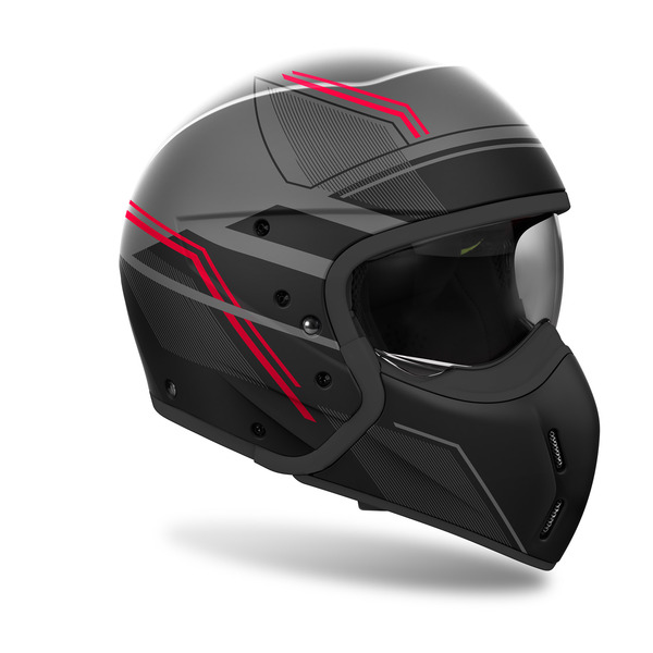 Airoh Helm | J 110 | Slim | matt-grau/schwarz-rot