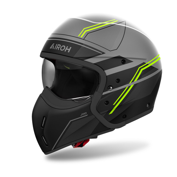 Airoh Helm | J 110 | Slim | matt-grau/schwarz-fluo-gelb