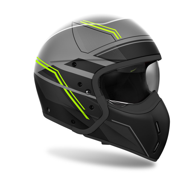 Airoh Helm | J 110 | Slim | matt-grau/schwarz-fluo-gelb