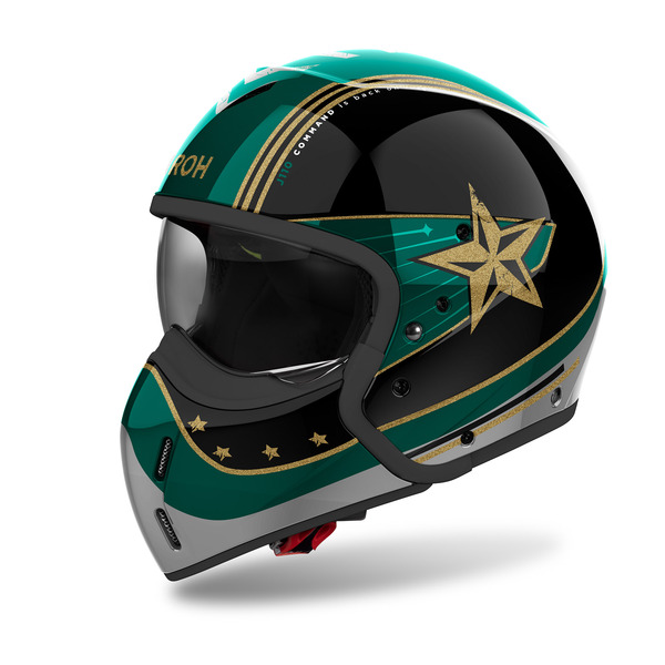 Airoh Helm | J 110 | Command | schwarz/mint-grün-gold