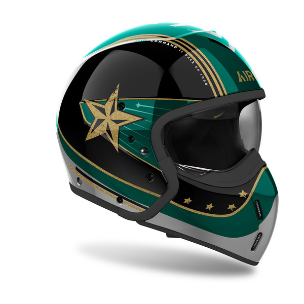 Airoh Helm | J 110 | Command | schwarz/mint-grün-gold